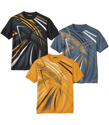 Zestaw 3 koszulek Sporting Mężczyzna Atlas For Men - Kolor : Niebieski - Rozmiar : 4XL