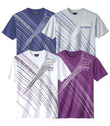 Zestaw 4 koszulek Sportmen Mężczyzna Atlas For Men - Kolor : Fioletowy - Rozmiar : 4XL