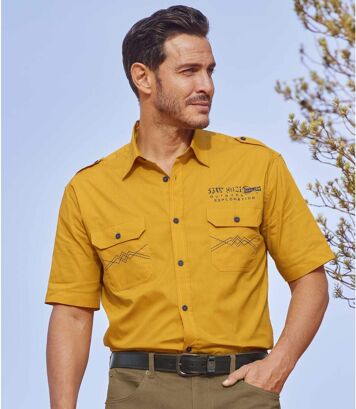Popelinowa koszula pilotka Explorer Mężczyzna Atlas For Men - Kolor : Żółty - Rozmiar : 4XL