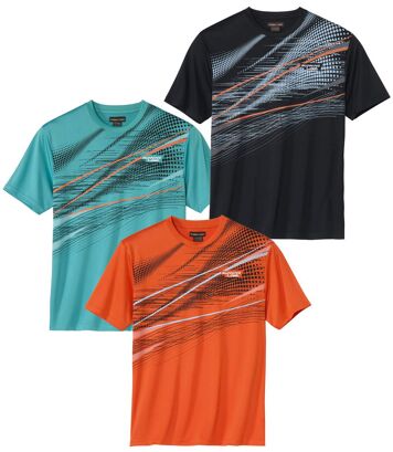 Zestaw 3 sportowych koszulek Mężczyzna Atlas For Men - Kolor : Pomarańczowy - Rozmiar : 4XL