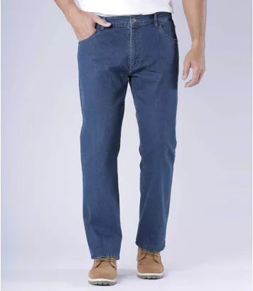 Wygodne jeansy regular ze stretchem i półelastyczną talią Mężczyzna Atlas For Men - Kolor : Niebieski - Rozmiar : 44
