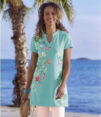 Bluzka z dekoltem i nadrukiem Kobieta Atlas For Men - Kolor : Niebieski - Rozmiar : 40/42