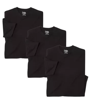 Zestaw 3 jednolitych koszulek bez rękawów Mężczyzna Atlas For Men - Kolor : Czarny - Rozmiar : 4XL