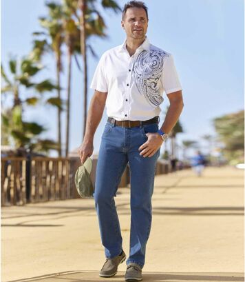 Niebieskie jeansy ze stretchem regular Mężczyzna Atlas For Men - Kolor : Niebieski - Rozmiar : 44