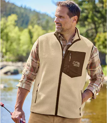 Kamizelka z kożuszka sherpa Mężczyzna Atlas For Men - Kolor : Beżowy - Rozmiar : 4XL