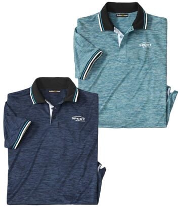 Zestaw 2 polo Sportswear Mężczyzna Atlas For Men - Kolor : Niebieski - Rozmiar : M