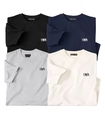 Zestaw 4 bawełnianych koszulek Atlas Mężczyzna Atlas For Men - Kolor : Granatowy - Rozmiar : 4XL