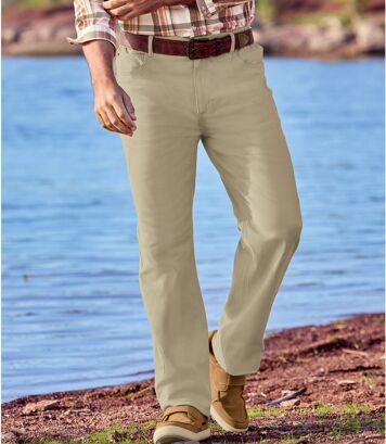 Spodnie regular z półelastyczną talią Mężczyzna Atlas For Men - Kolor : Beżowy - Rozmiar : 44