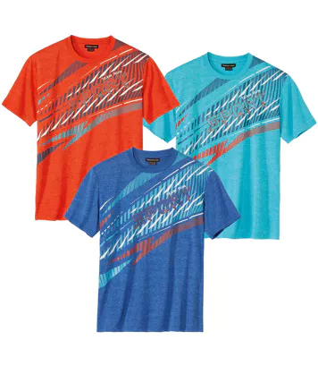 Zestaw 3 sportowych koszulek Mężczyzna Atlas For Men - Kolor : Niebieski - Rozmiar : L