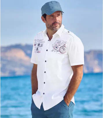 Koszula pilotka Sunset Tropic Mężczyzna Atlas For Men - Kolor : Biały - Rozmiar : 4XL