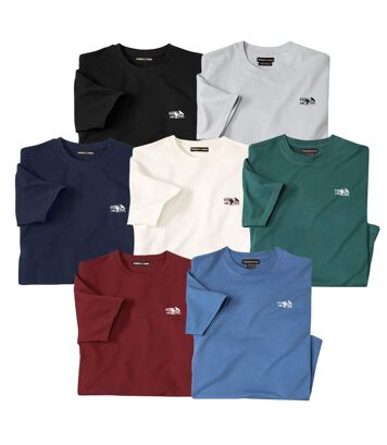 Zestaw 7 bawełnianych koszulek Mężczyzna Atlas For Men - Kolor : Granatowy - Rozmiar : 5XL