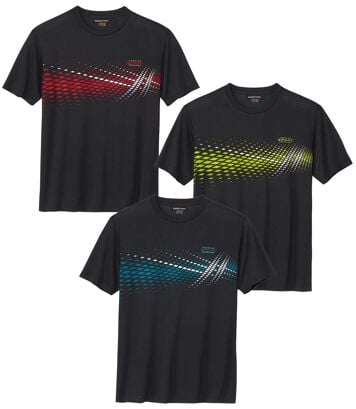 Zestaw 3 sportowych koszulek Mężczyzna Atlas For Men - Kolor : Czarny - Rozmiar : 4XL