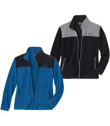 Zestaw 2 dwukolorowych bluz z polaru Mężczyzna Atlas For Men - Kolor : Niebieski - Rozmiar : 4XL