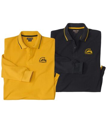 Zestaw 2 polo z dzianiny pika Trendy Mężczyzna Atlas For Men - Kolor : Czarny - Rozmiar : 4XL