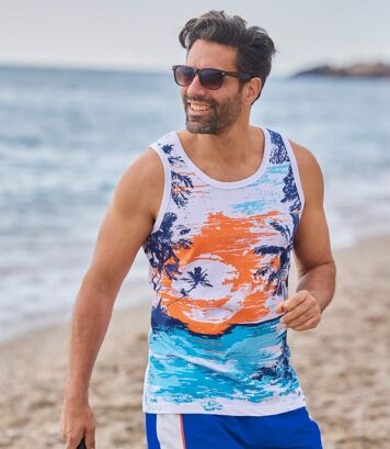 Zestaw podkoszulków lato Mężczyzna Atlas For Men - Kolor : Niebieski - Rozmiar : 4XL