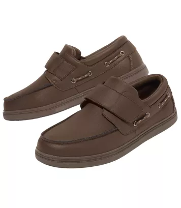 Skórzane mokasyny z rzepem Mężczyzna Atlas For Men - Kolor : Brązowy - Rozmiar : 39
