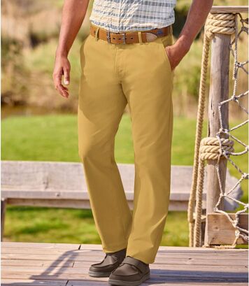 Spodnie chinosy z twillu ze stretchem Mężczyzna Atlas For Men - Kolor : Brązowy - Rozmiar : 44