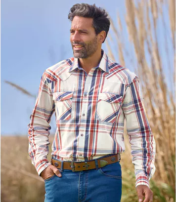 Popelinowa koszula w kratę Mężczyzna Atlas For Men - Kolor : Krata - Rozmiar : 4XL