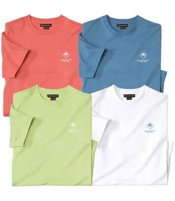 Zestaw 4 bawełnianych koszulek Palm Mężczyzna Atlas For Men - Kolor : Pomarańczowy - Rozmiar : 4XL