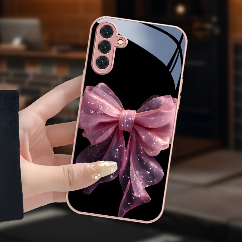 TEMU Etui na telefon: Wyszukane, wszechstronne i trwałe różowe szklane etui na telefon dla kobiet, odpowiednie do for Samsung Galaxy A05, A05S, A06,