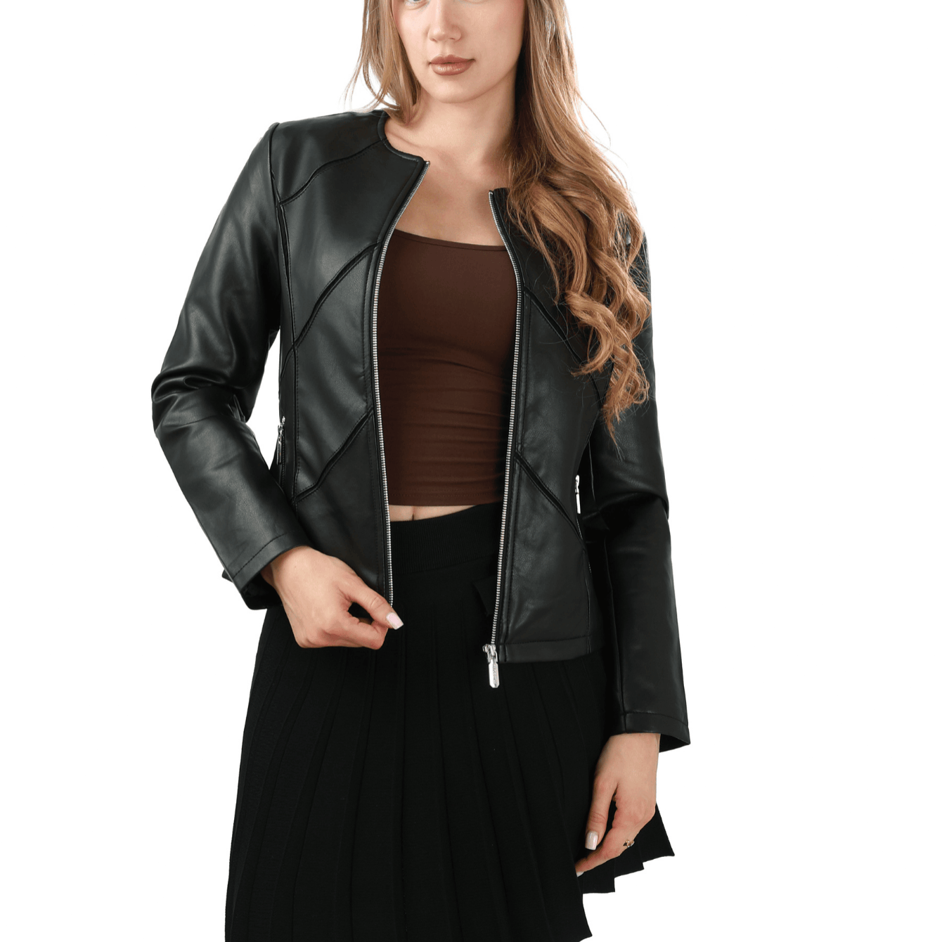 TEMU Damska kurtka ramoneska, slim fit, nowoczesny fason, kieszenie, stylowa modna, jesień wiosna, elegancka, casual, klasyczna, krótka, dopasowana,