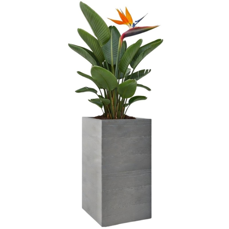 HowHomely Donica Betonique na kółkach deska recykling szara 30x30xh60 cm