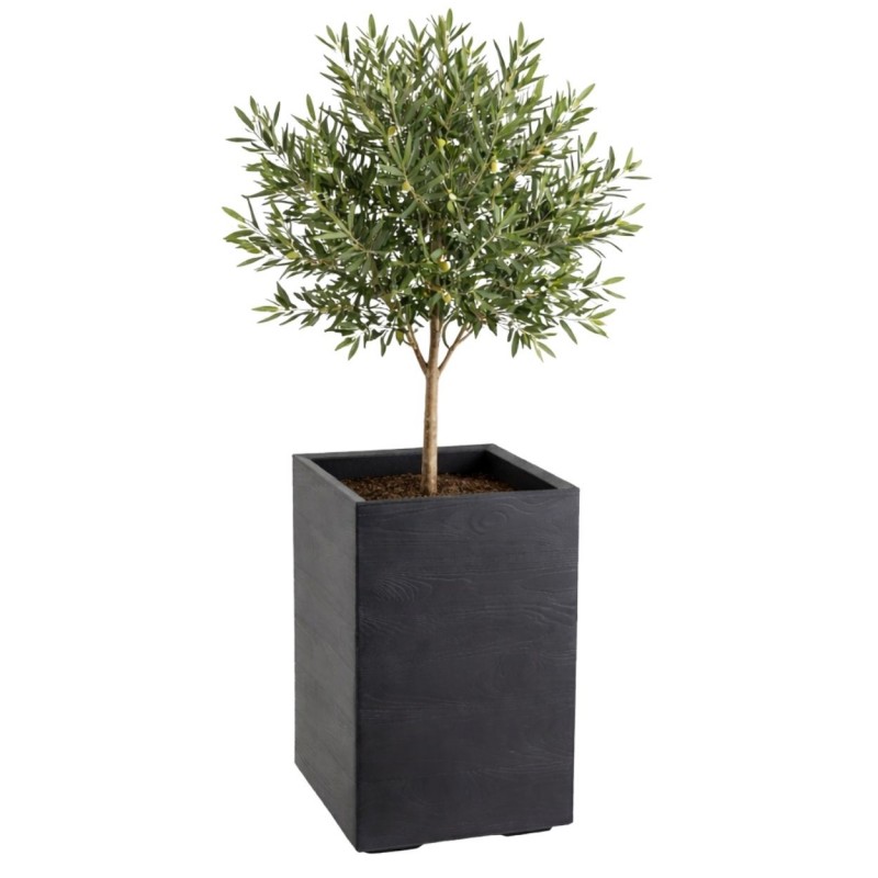 HowHomely Donica Betonique na kółkach deska recykling czarny H60x40 cm