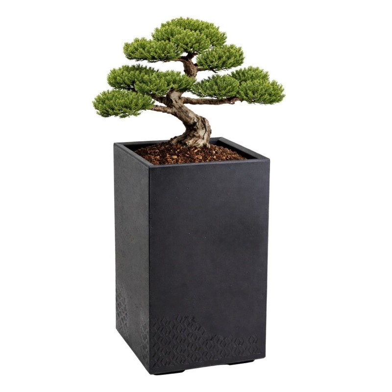 HowHomely Donica Betonique na kółkach recykling czarny H60x40 cm