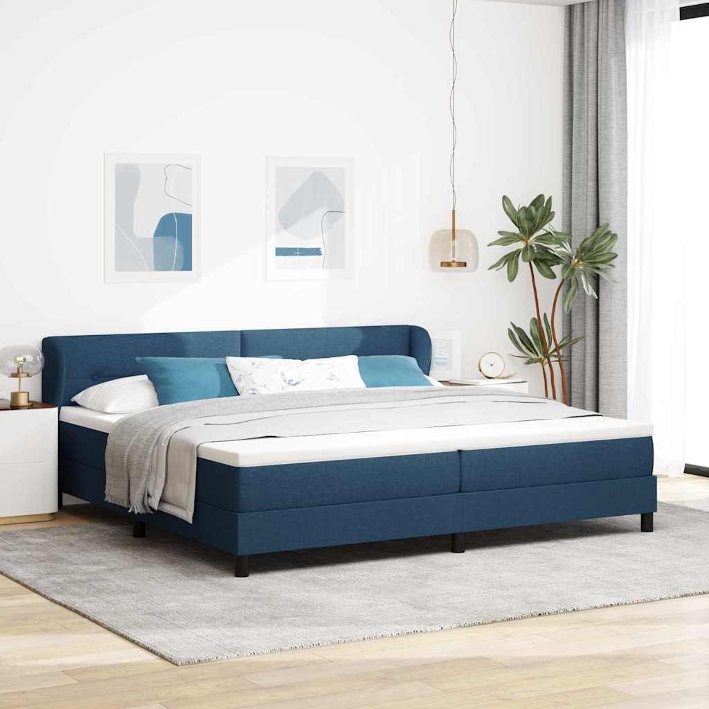 VidaXL Łóżko sprężynowe z materacem Niebieski 200 x 200 cm tkanina