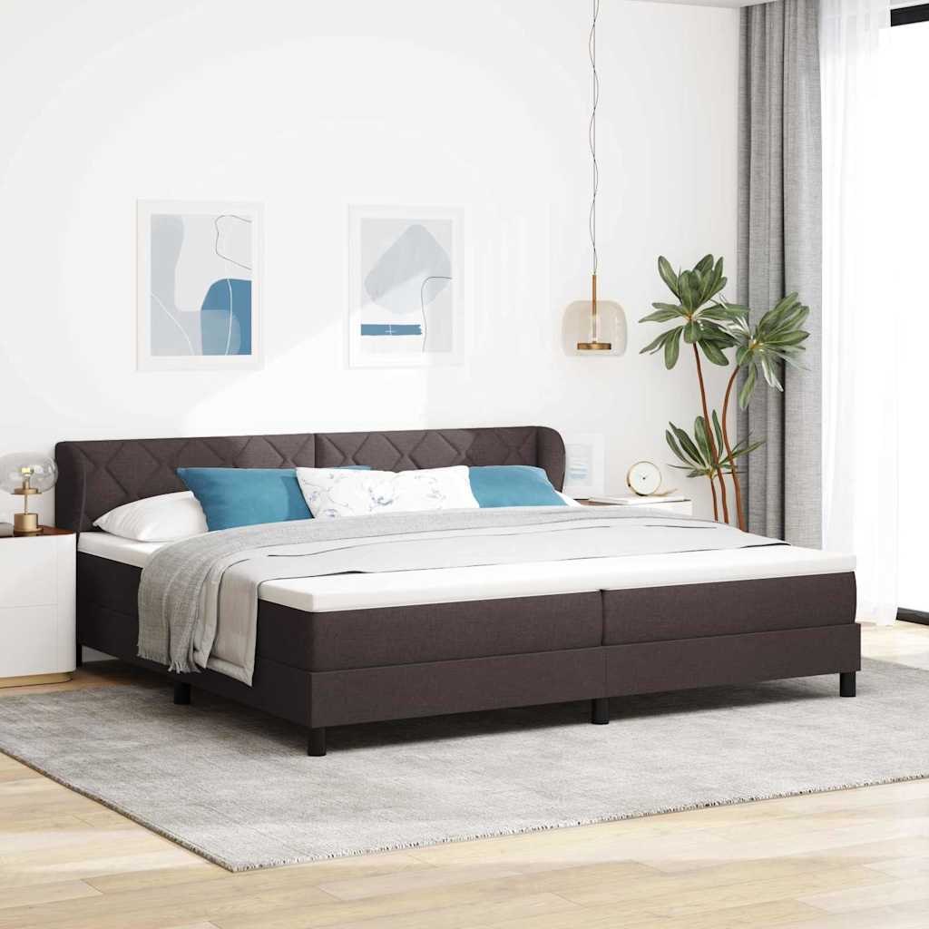 VidaXL Łóżko sprężynowe z materacem Ciemny brąz 200 x 200 cm tkanina