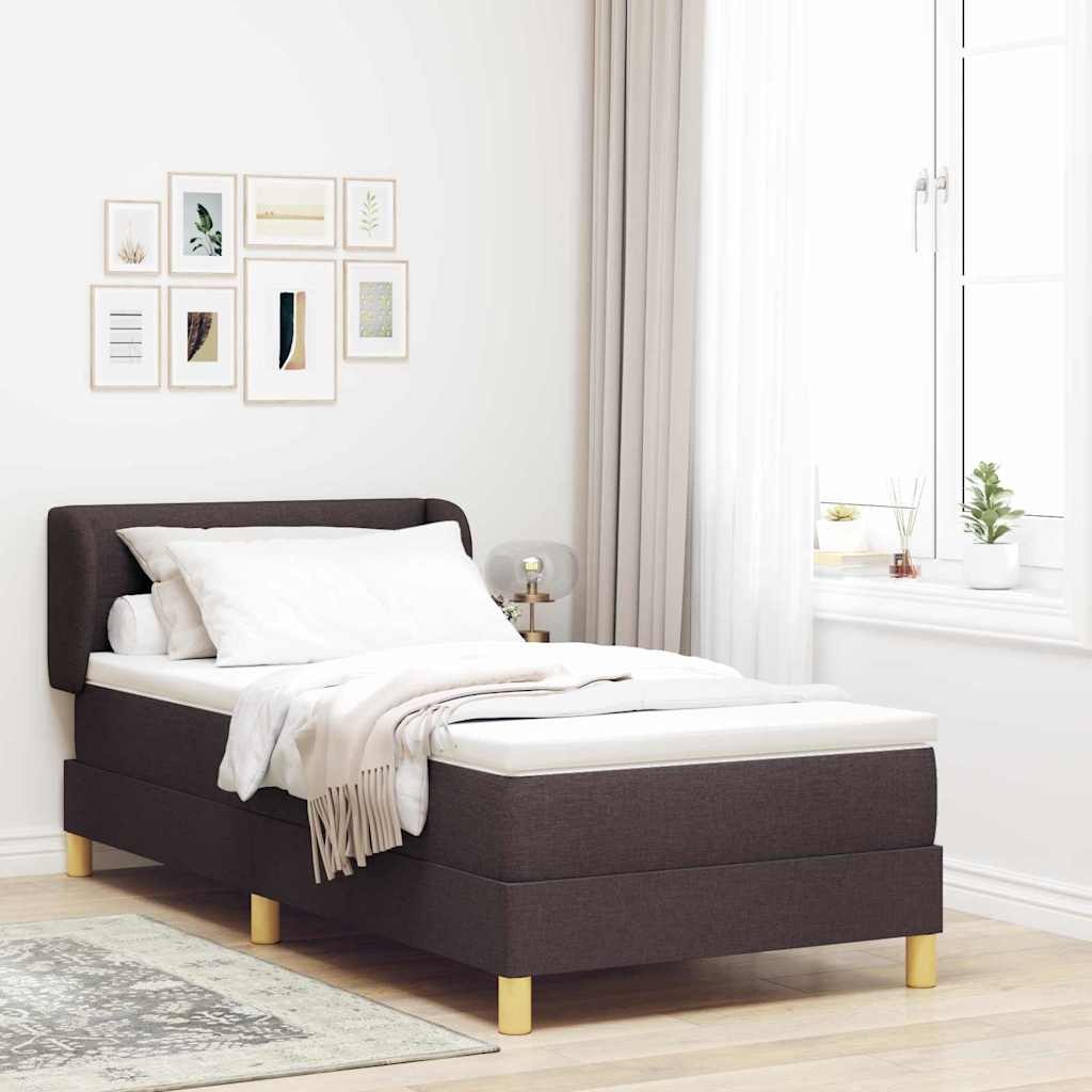 VidaXL Łóżko sprężynowe z materacem Ciemny brąz 90 x 190 cm tkanina