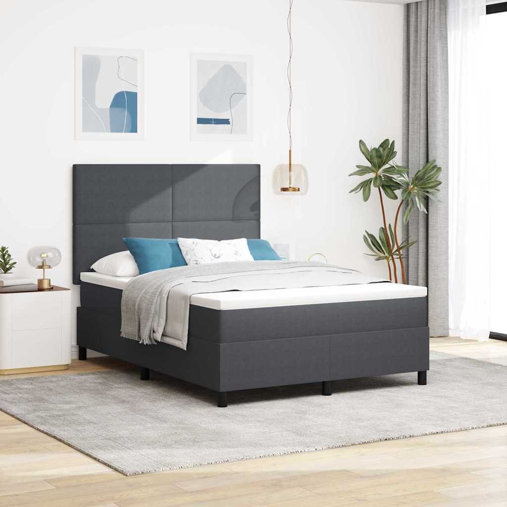 VidaXL Łóżko z sprężyną LED Ciemnoszary i biały 140 x 200 cm