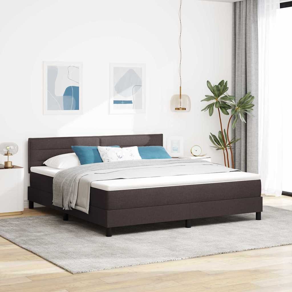 VidaXL Łóżko sprężynowe z materacem Ciemny brąz 180 x 200 cm tkanina
