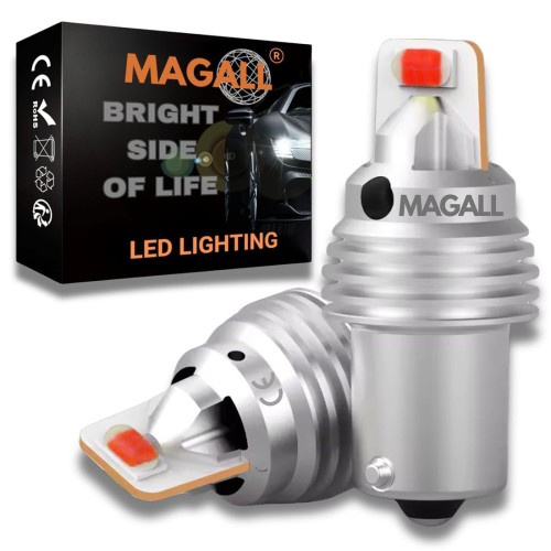 ŻARÓWKI LED P21W BA15S 1156 MAGALL CZERWONE BARDZO MOCNE 1600LM STOPU 12V