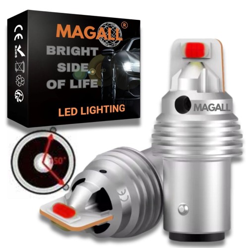 ŻARÓWKI LED P21/4W BAZ15D 1157 MAGALL CZERWONE BARDZO MOCNE 1600LM STOP 12V