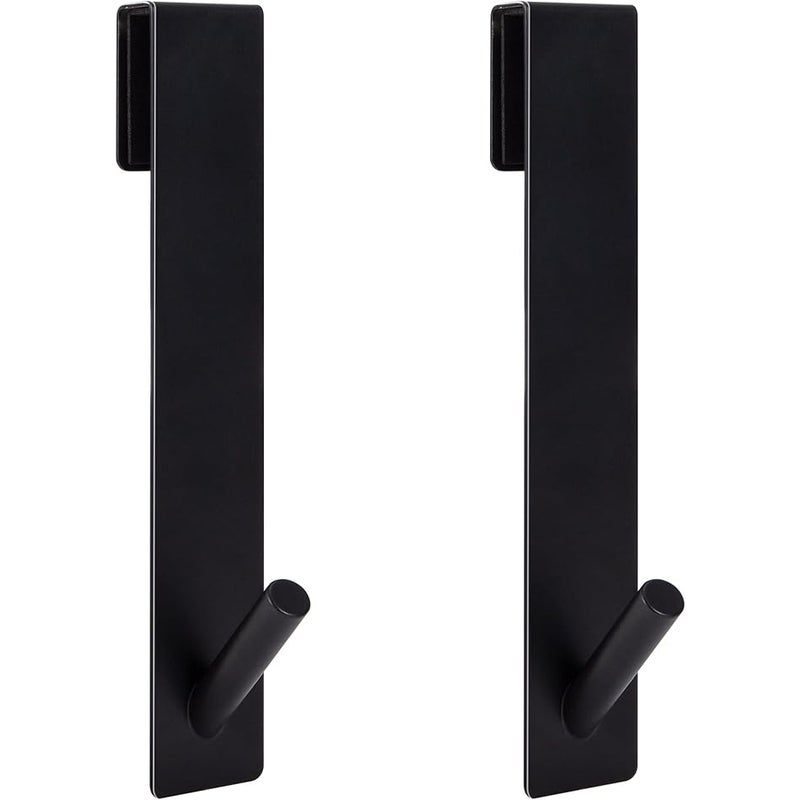 Zestaw 2 haczyków na drzwi prysznicowe, wieszaki na ręczniki ze stali nierdzewnej, bez wiercenia (17,8 cm, czarny)