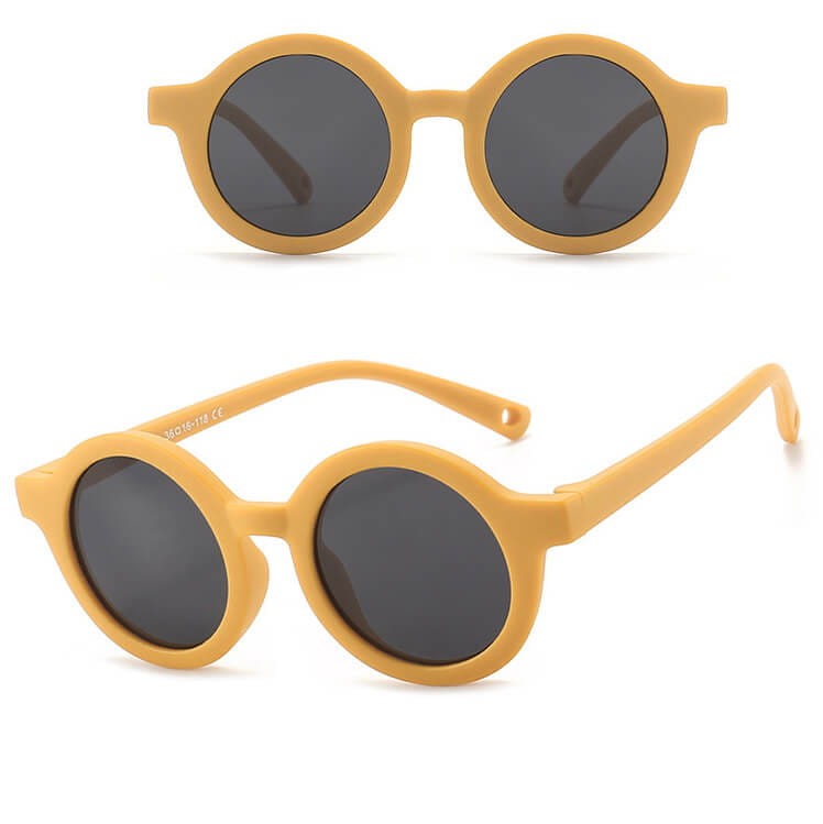 Dziecięce 0-2 lata gumowe okulary przeciwsłoneczne polaryzacyjne POL-JR-75C musztardowe