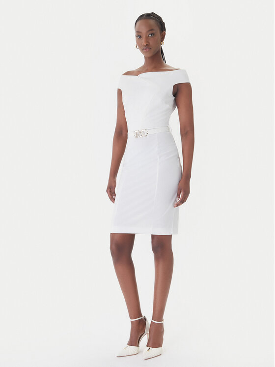 Rinascimento Sukienka koktajlowa CFC0127755003 Biały Slim Fit