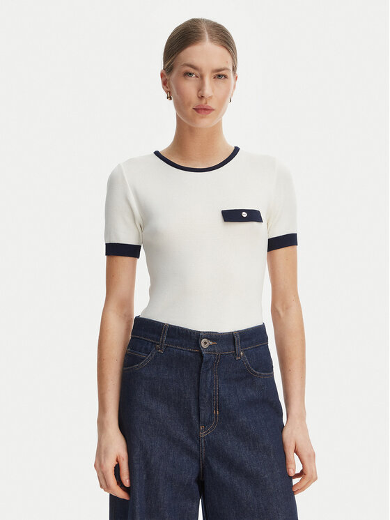 Rinascimento Bluzka CFM0012253003 Biały Slim Fit