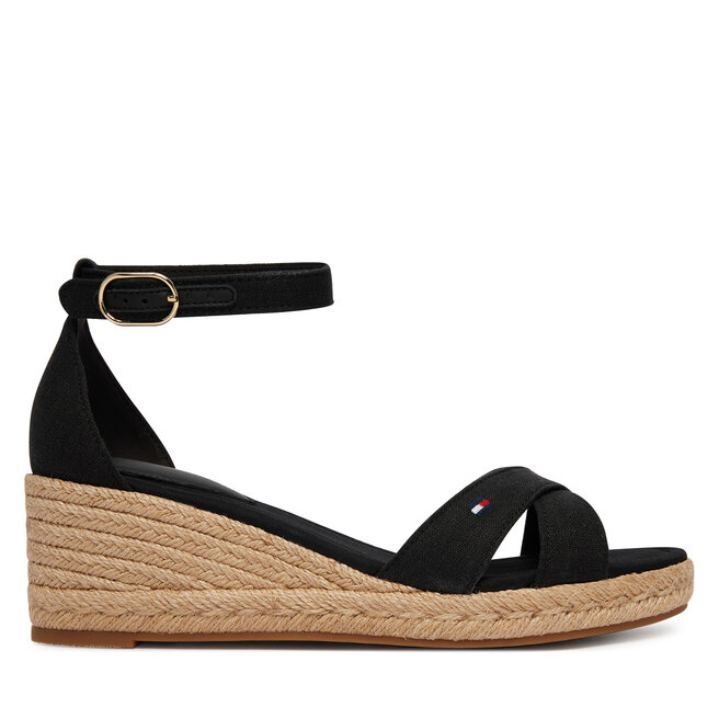 Espadryle Tommy Hilfiger Mid Wedge Espad X Cross FW0FW09332 Czarny