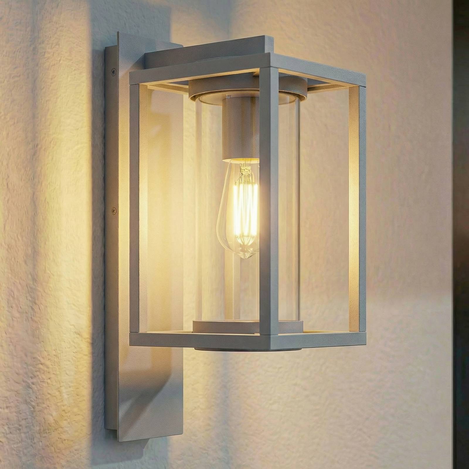 Kinkiet zewnętrzny Ferda Lucande, możliwość ściemniania, aluminiowy / szary / cynkowy, aluminium, nowoczesny