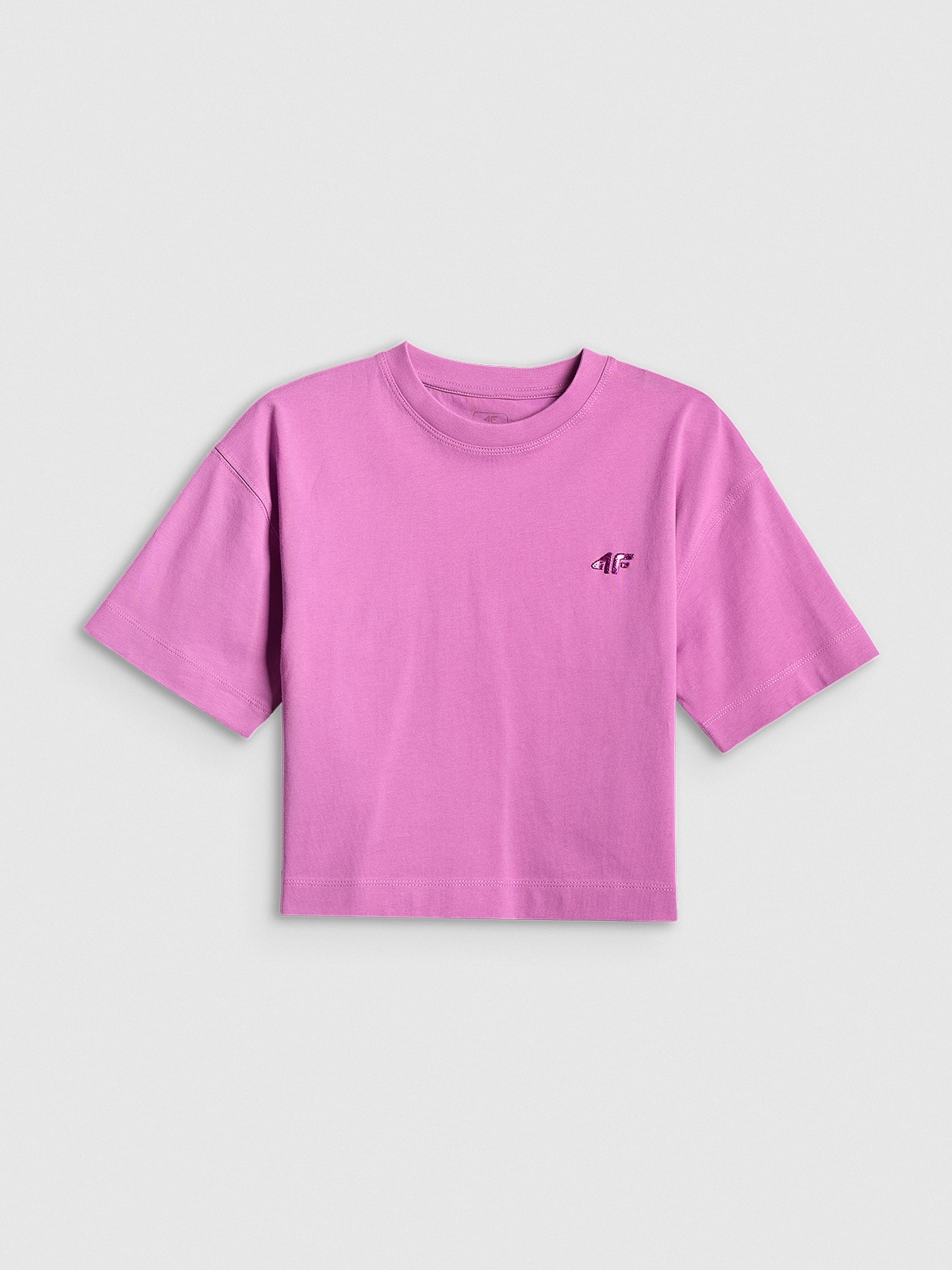 4F T-shirt loose gładki dziewczęcy - różowy 158/164 (12-14 lat)