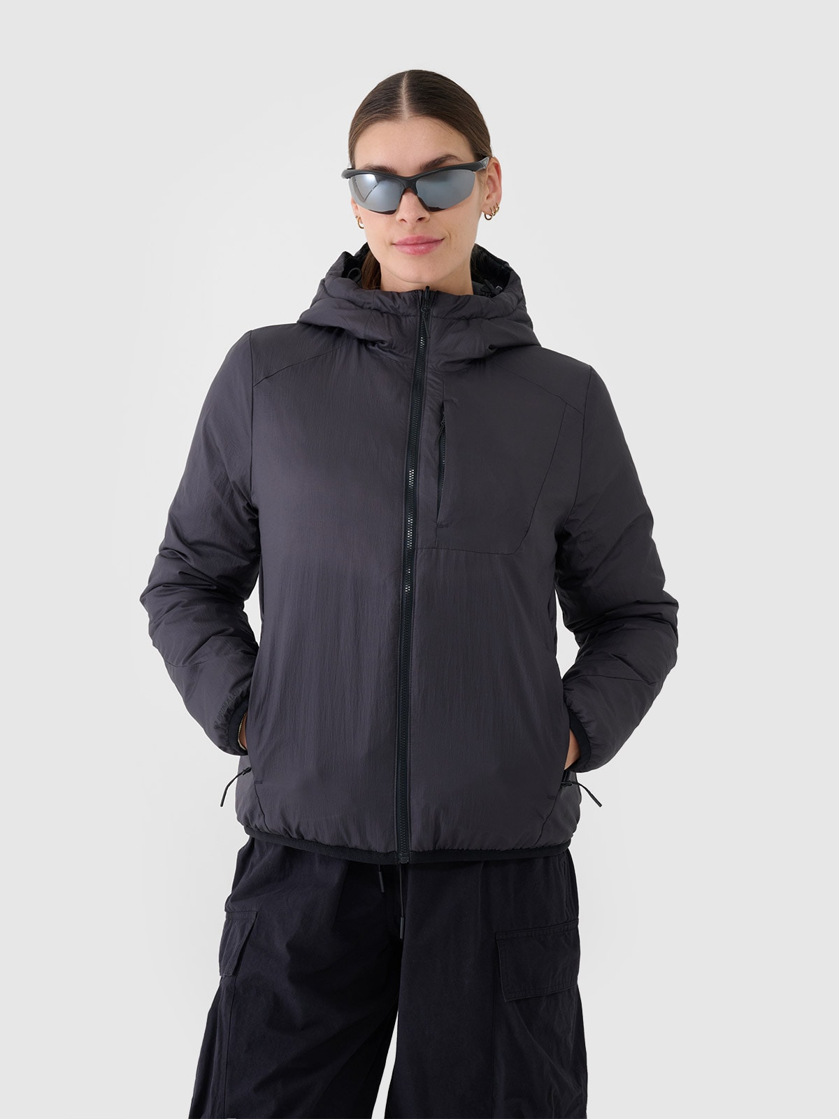 4F Kurtka puchowa dwustronna z wypełnieniem PrimaLoft damska - szara XS