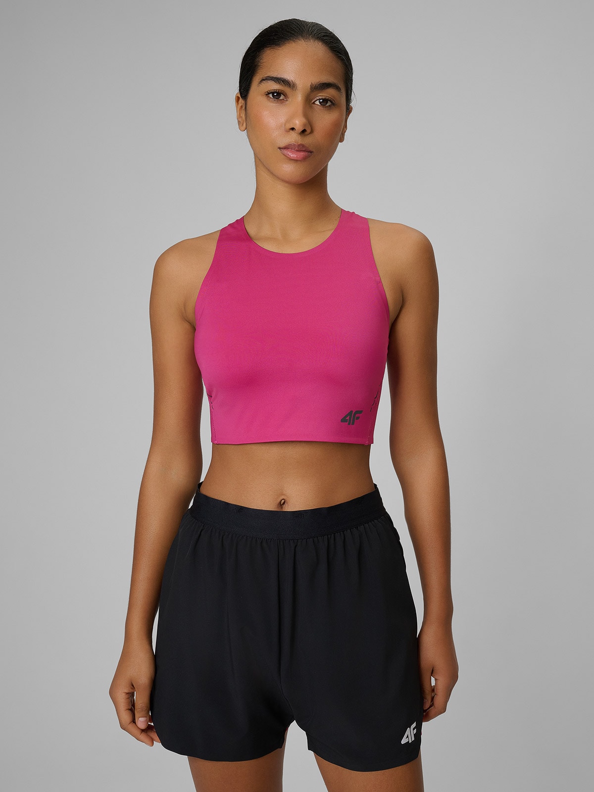 4F Crop top do biegania szybkoschnący damski - różowy XS
