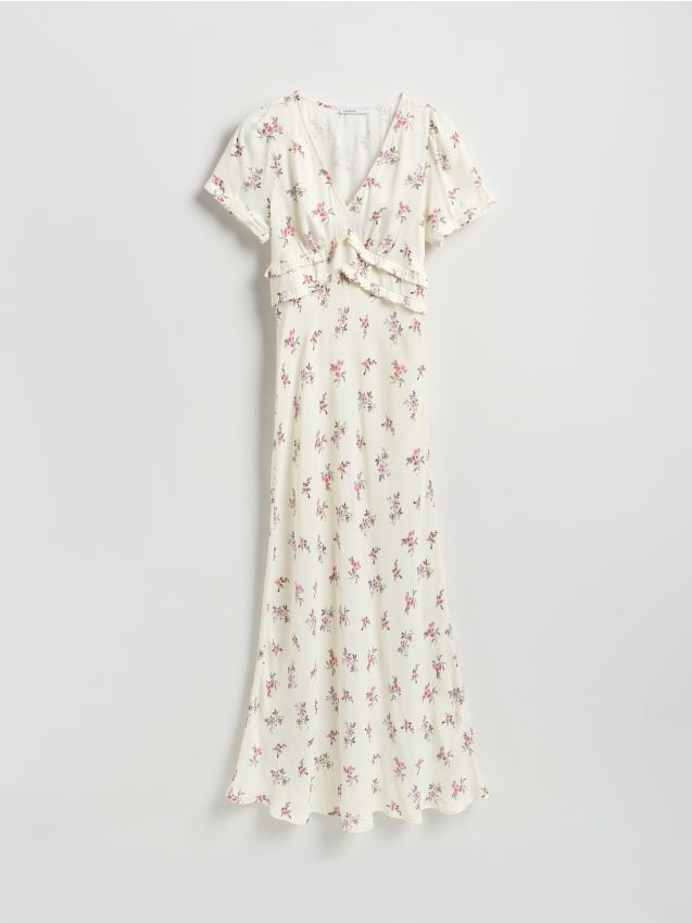 Reserved - Wzorzysta sukienka z wiskozy - wielobarwny