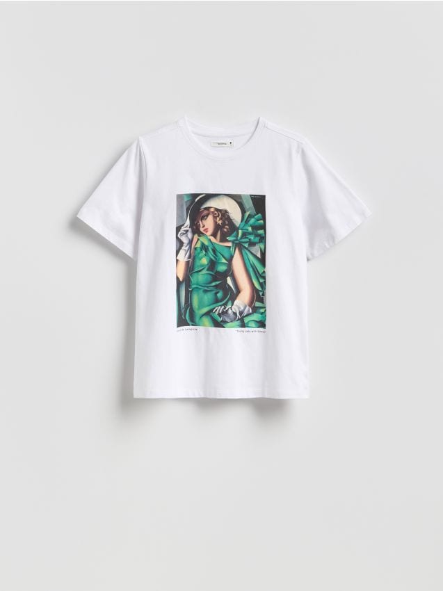 Reserved - T-shirt z nadrukiem - biały