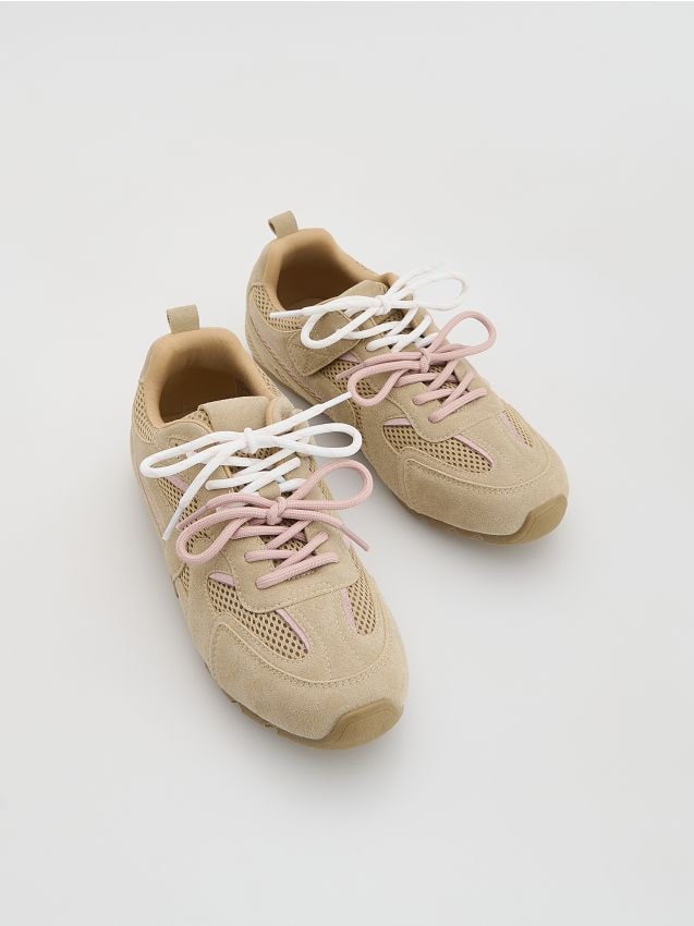 Reserved - Sneakersy z łączonych materiałów - beżowy