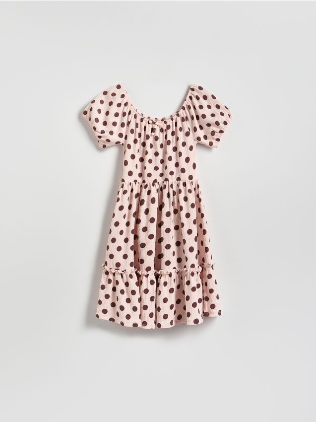 Reserved - Sukienka w kropki - pastelowy róż