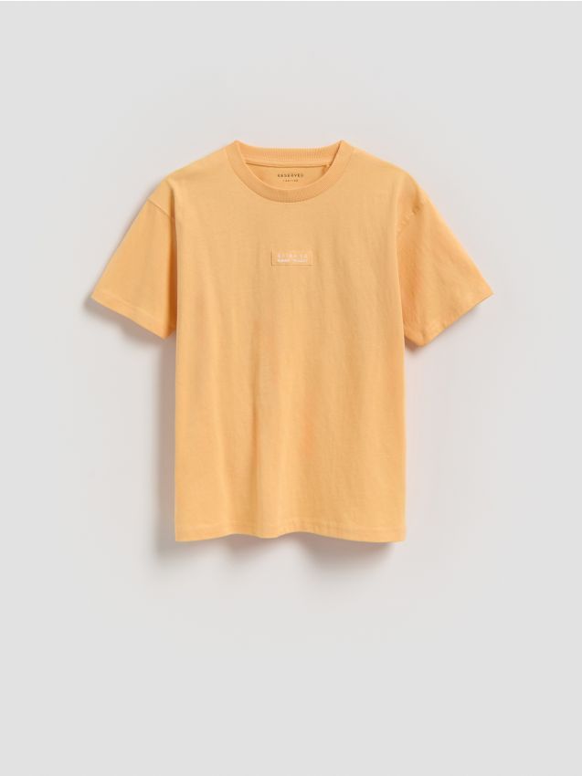 Reserved - Bawełniany t-shirt - jasnopomarańczowy