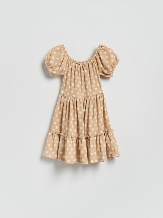 Reserved - Sukienka w kropki - beżowy